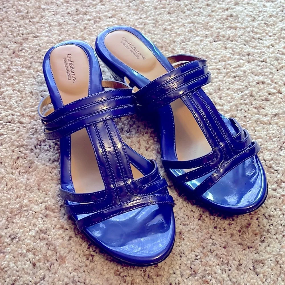 Croft & Barrow blue wedge sandals Size 10 - Picture 2 of 4